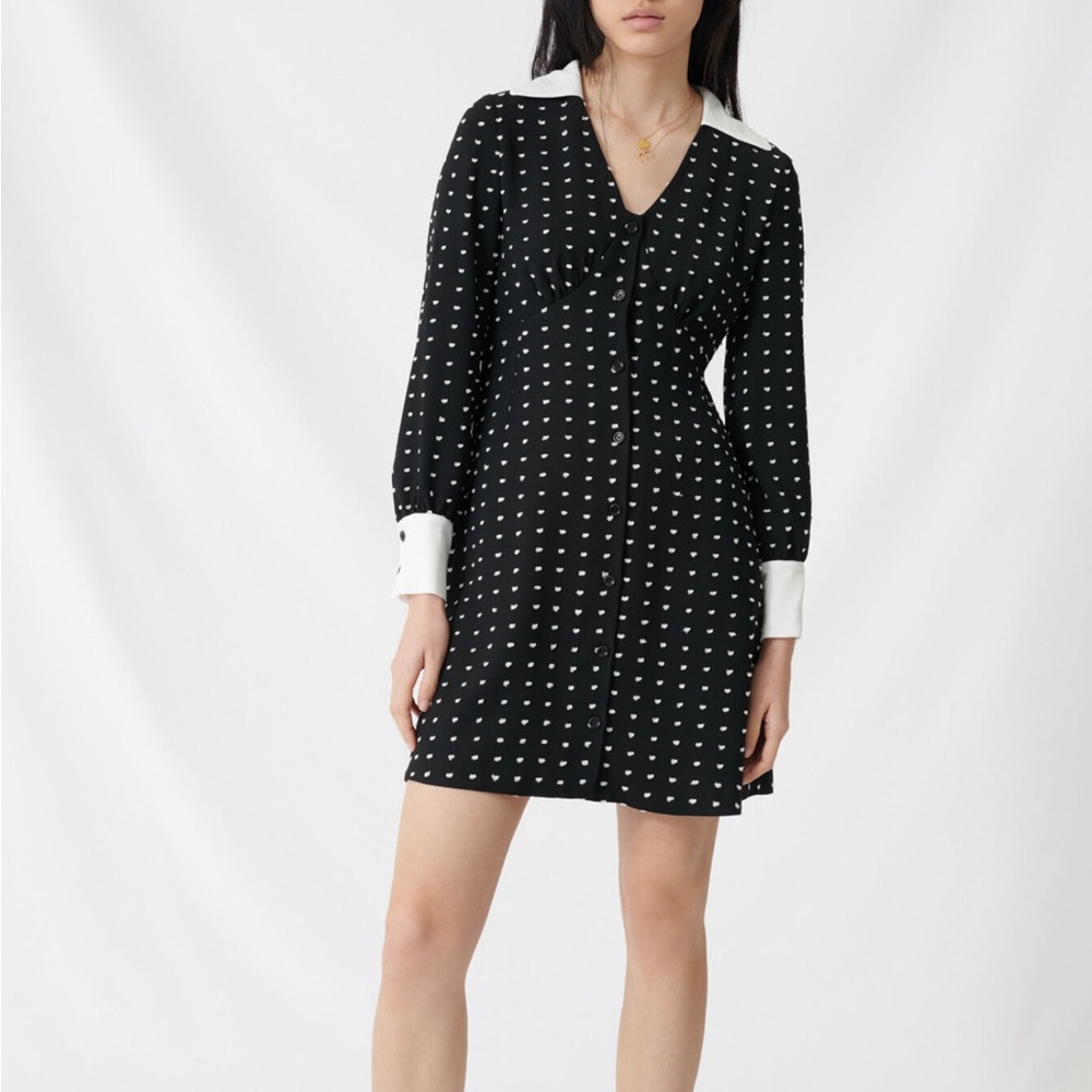 NWT Maje polka dot dress with contrasting details - M